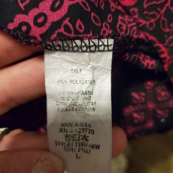 Red and Black Printed Ruffled Layered Tank Top Large - Picture 5 of 6